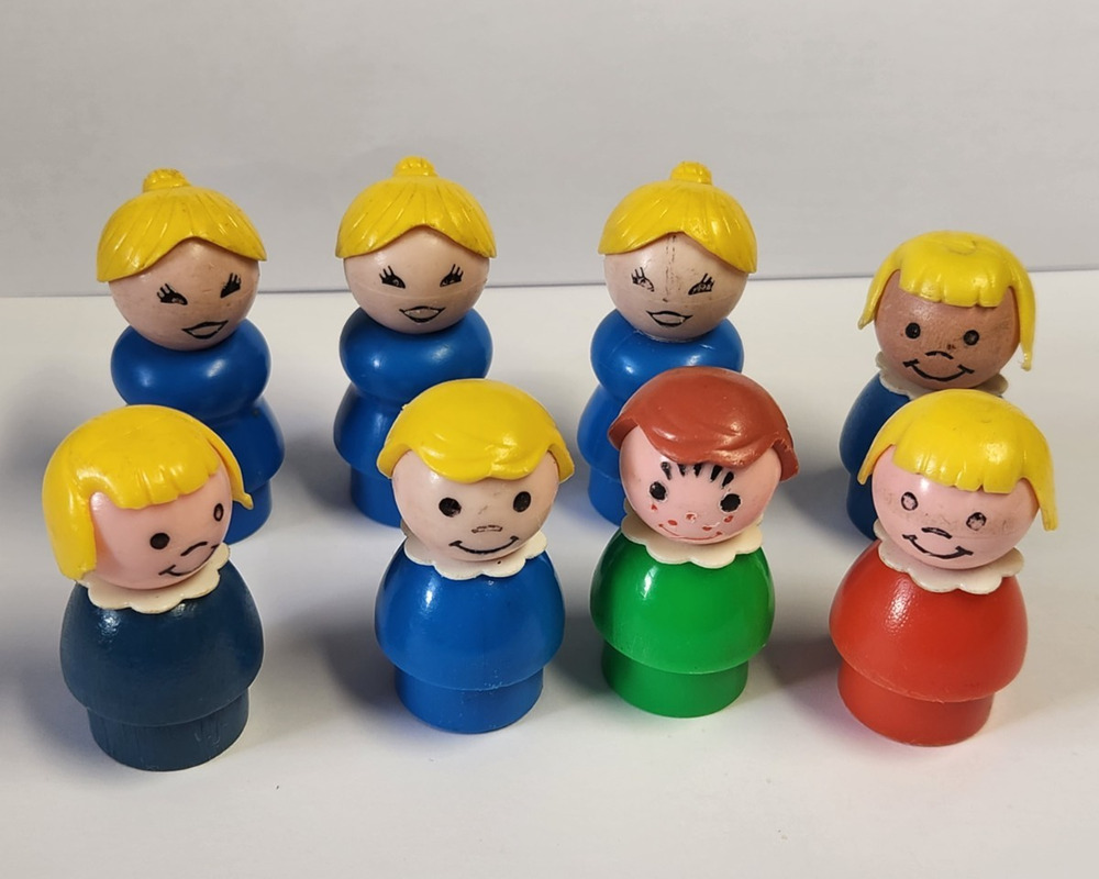 Lot Vintage Fisher Price Little People Figures Women Girl Lady Mom Plastic Wood